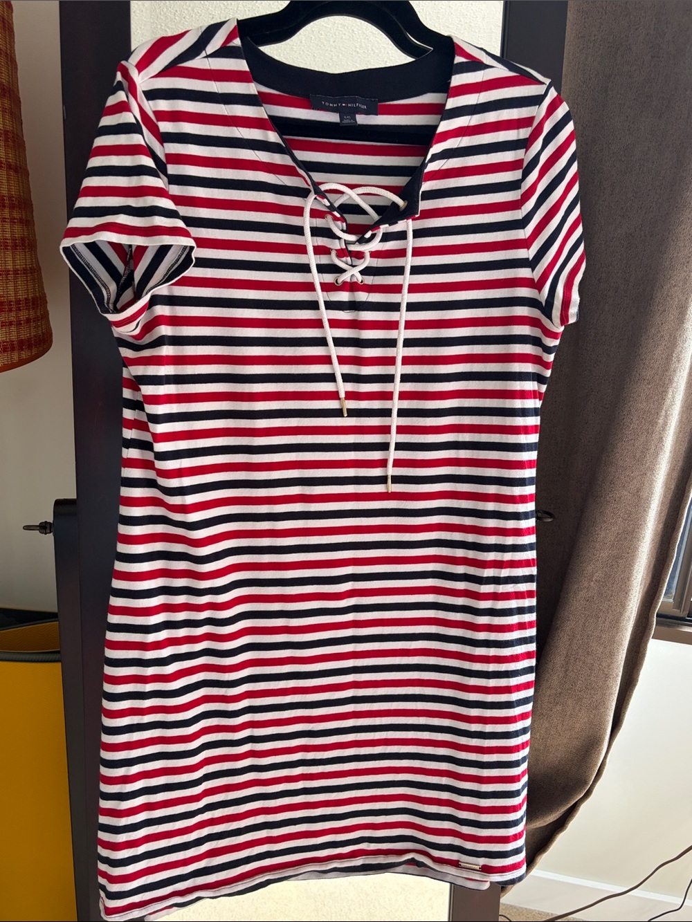 Tommy Hilfiger Red, black & White Striped Lace-Up dress